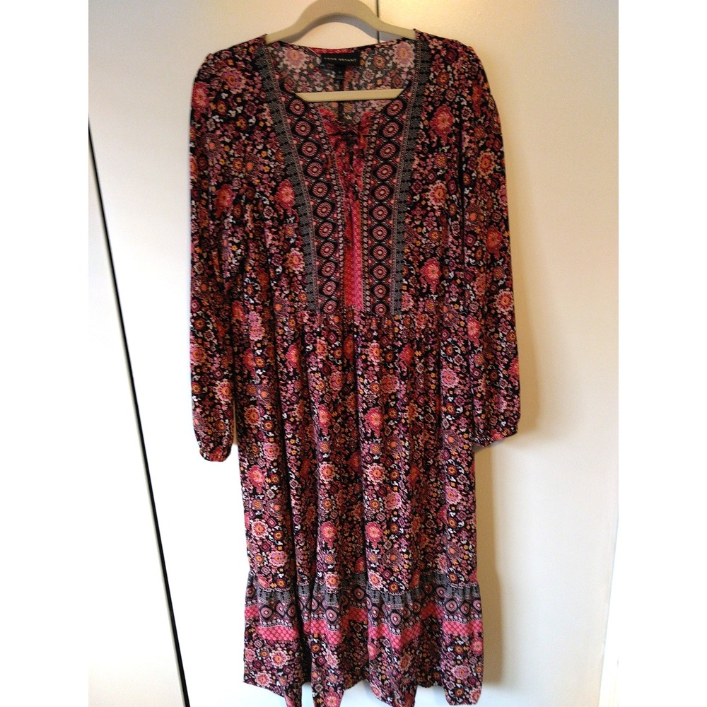 Women's Floral Maxi Dress Size 14 Boho Cottage Prairie Festival Lightweight